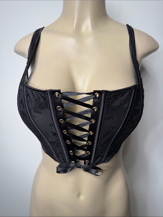 Honey Birdette Other - Honey Birdette Black Lace-Up Corset Bralette